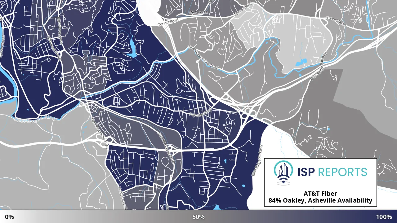 Oakley, Asheville, NC map of internet availability