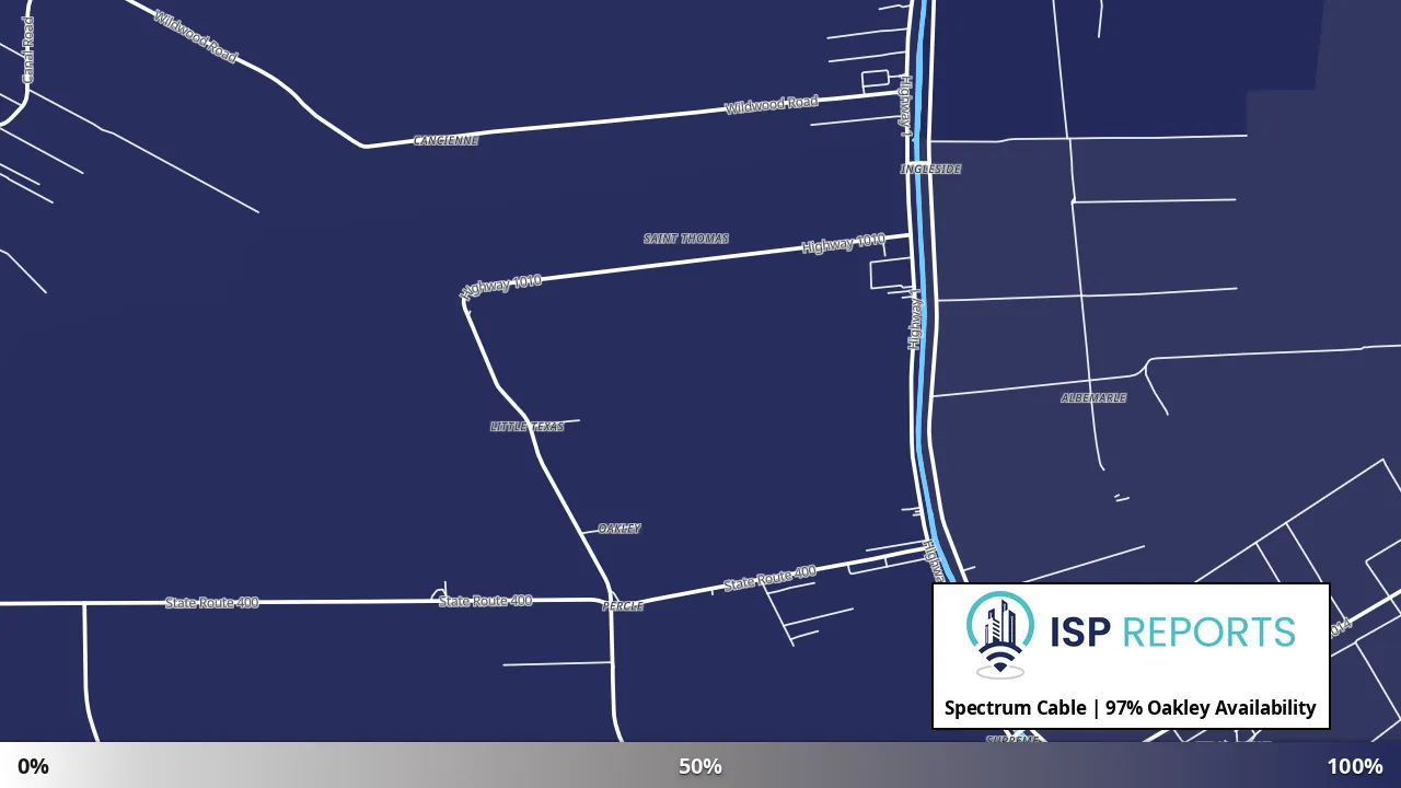 Oakley, LA map of internet availability