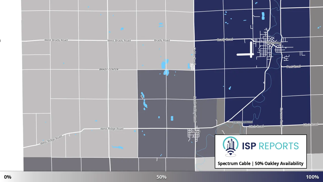 Oakley, MI map of internet availability
