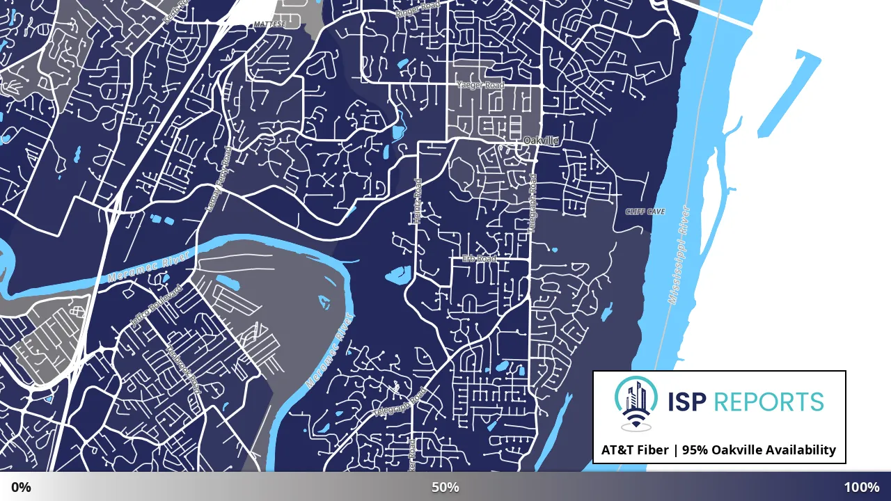 Oakville, MO map of internet availability