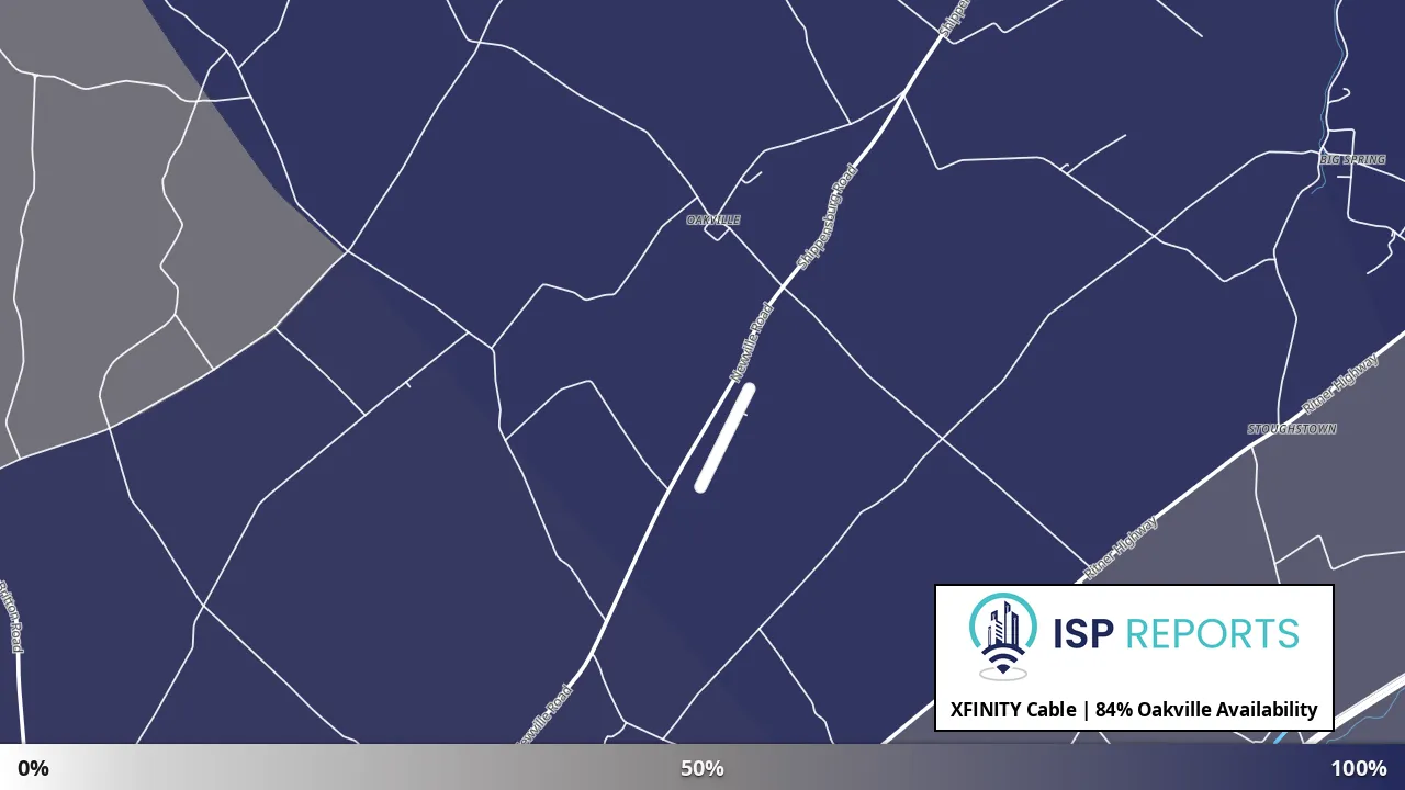 Oakville, PA map of internet availability