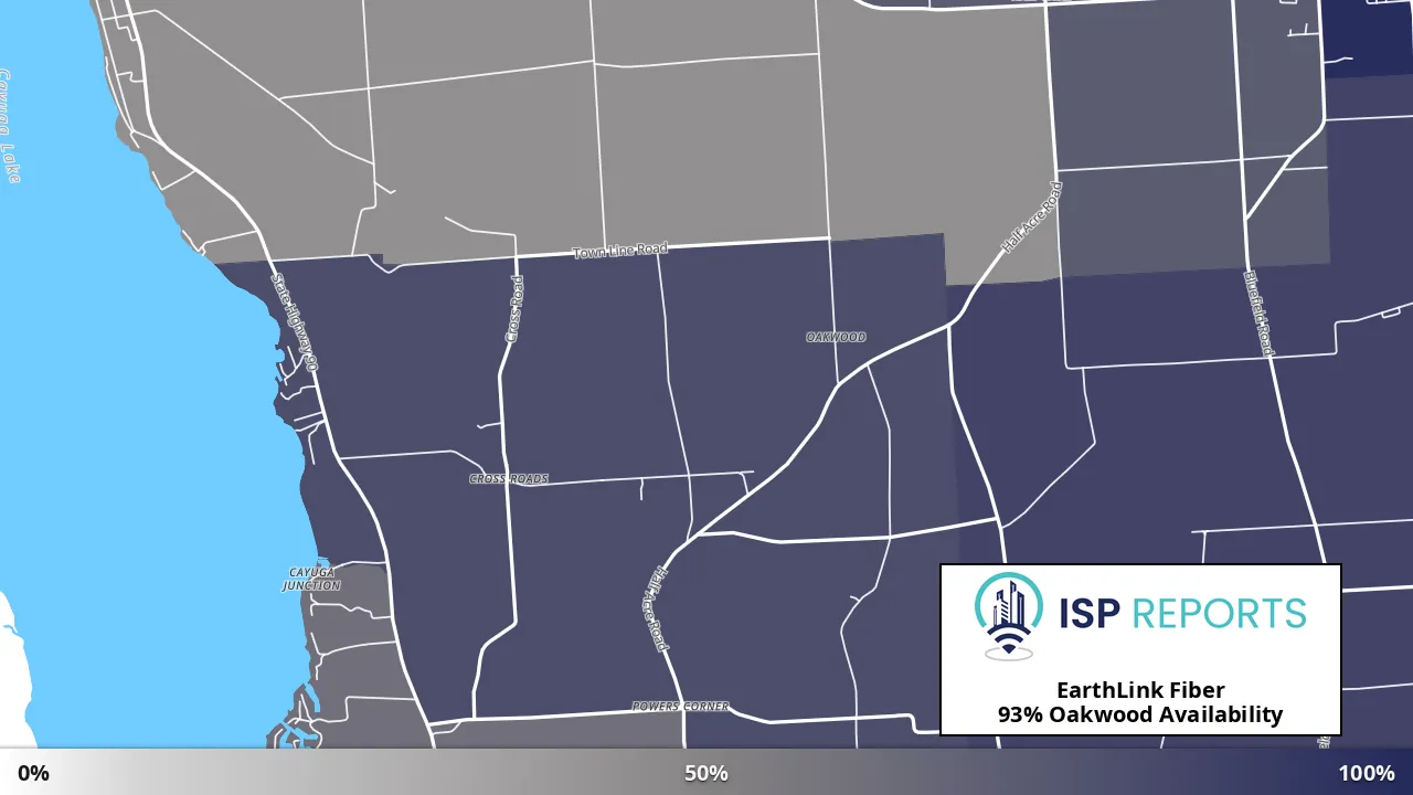 Oakwood, NY map of internet availability
