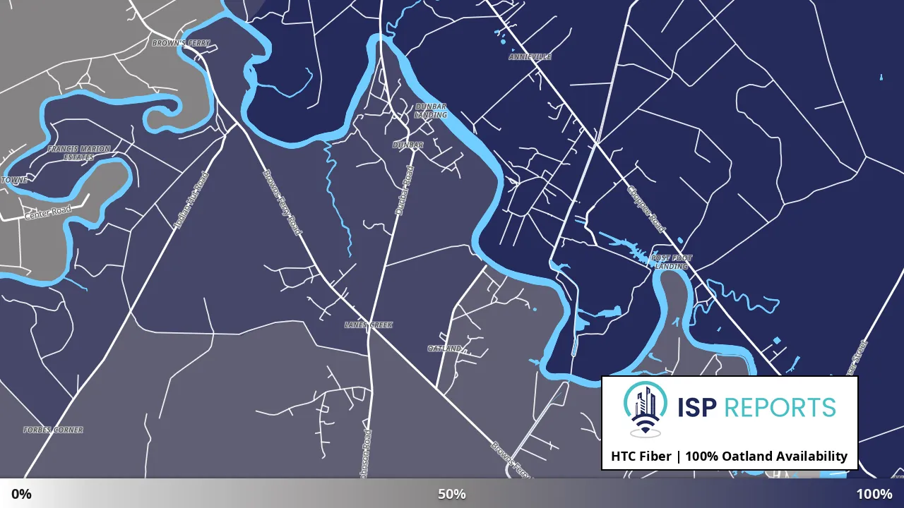Oatland, SC map of internet availability