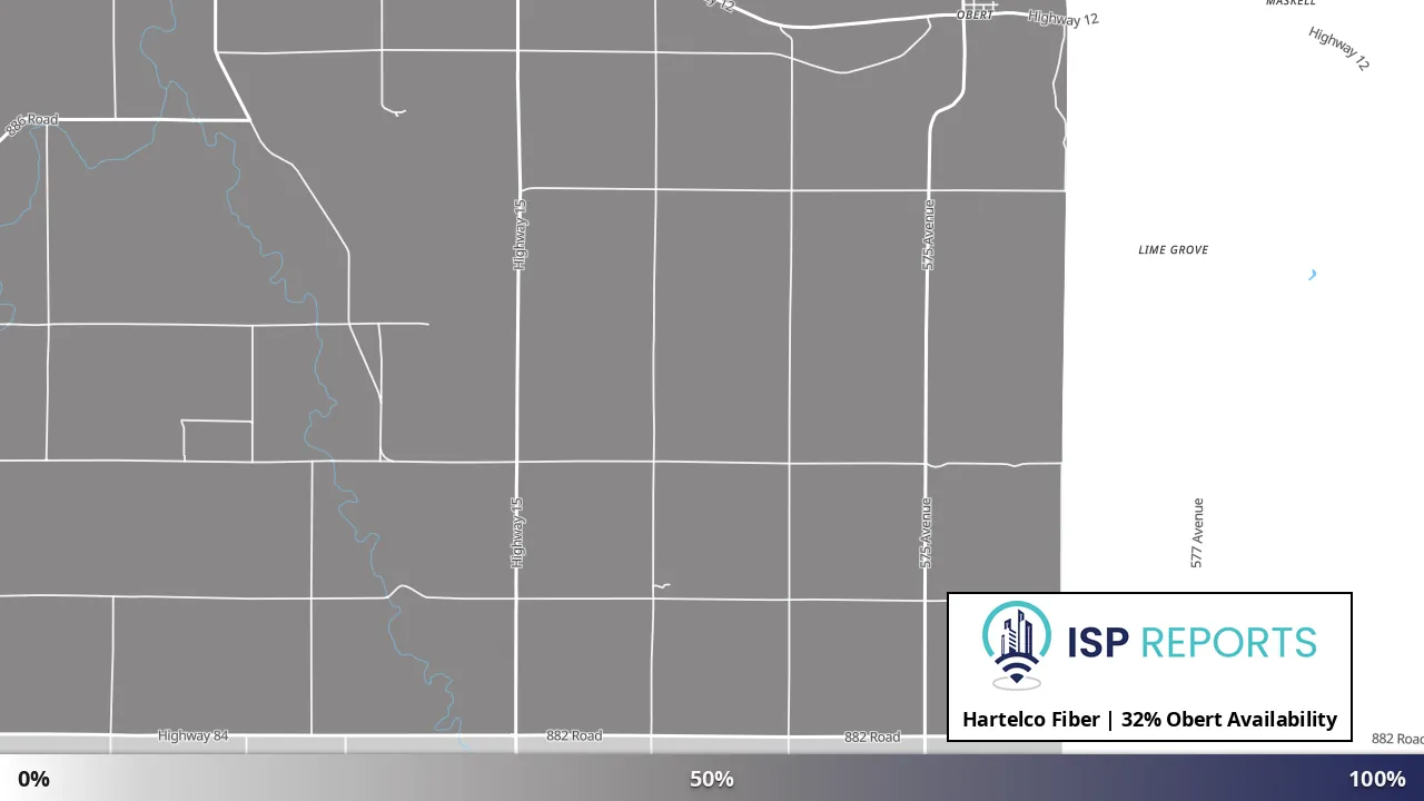Obert, NE map of internet availability