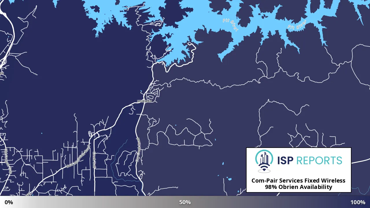 Obrien, CA map of internet availability