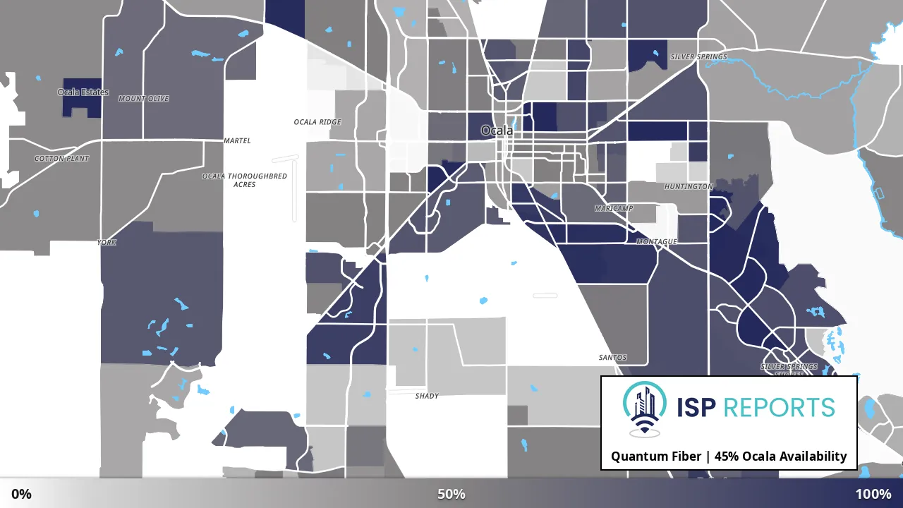 Ocala, FL map of internet availability