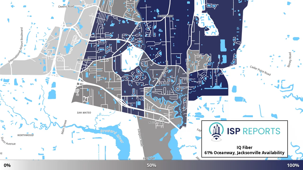 Oceanway, Jacksonville, FL map of internet availability