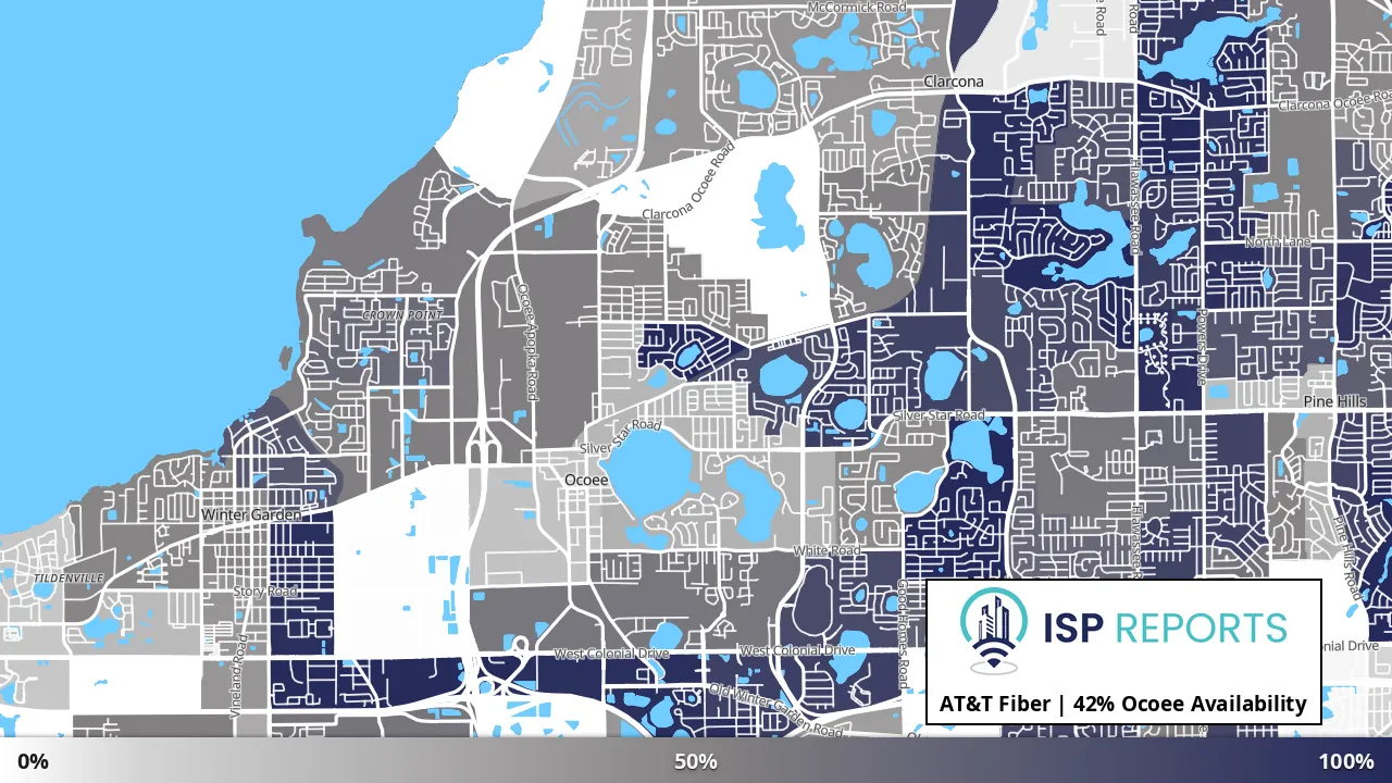 Ocoee, FL map of internet availability