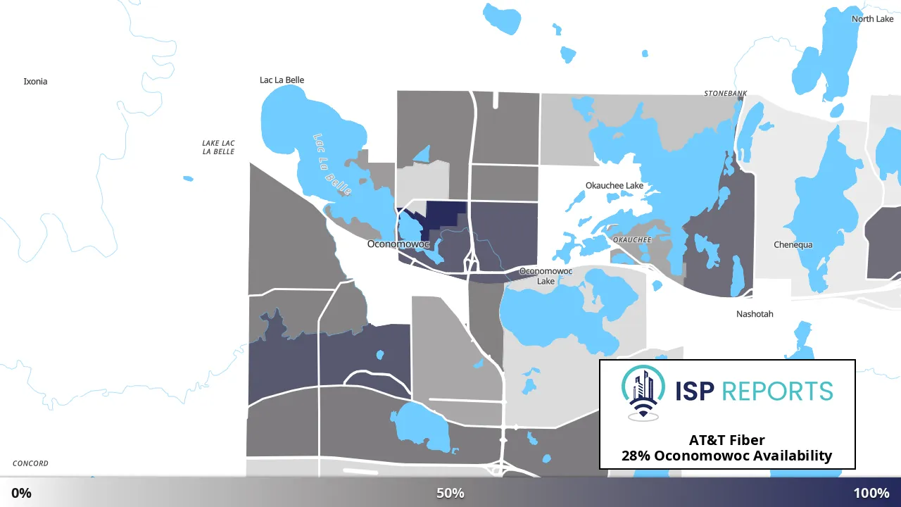Oconomowoc, WI map of internet availability