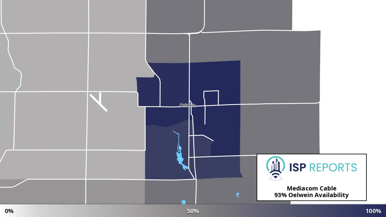 Oelwein, IA map of internet availability
