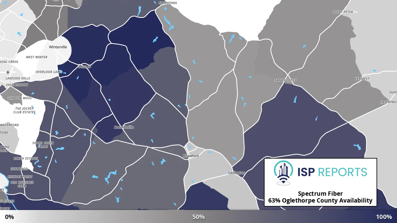 Oglethorpe County, GA map of internet availability
