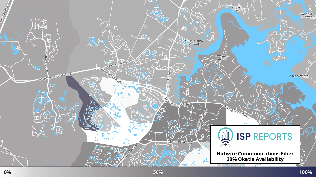 Okatie, SC map of internet availability