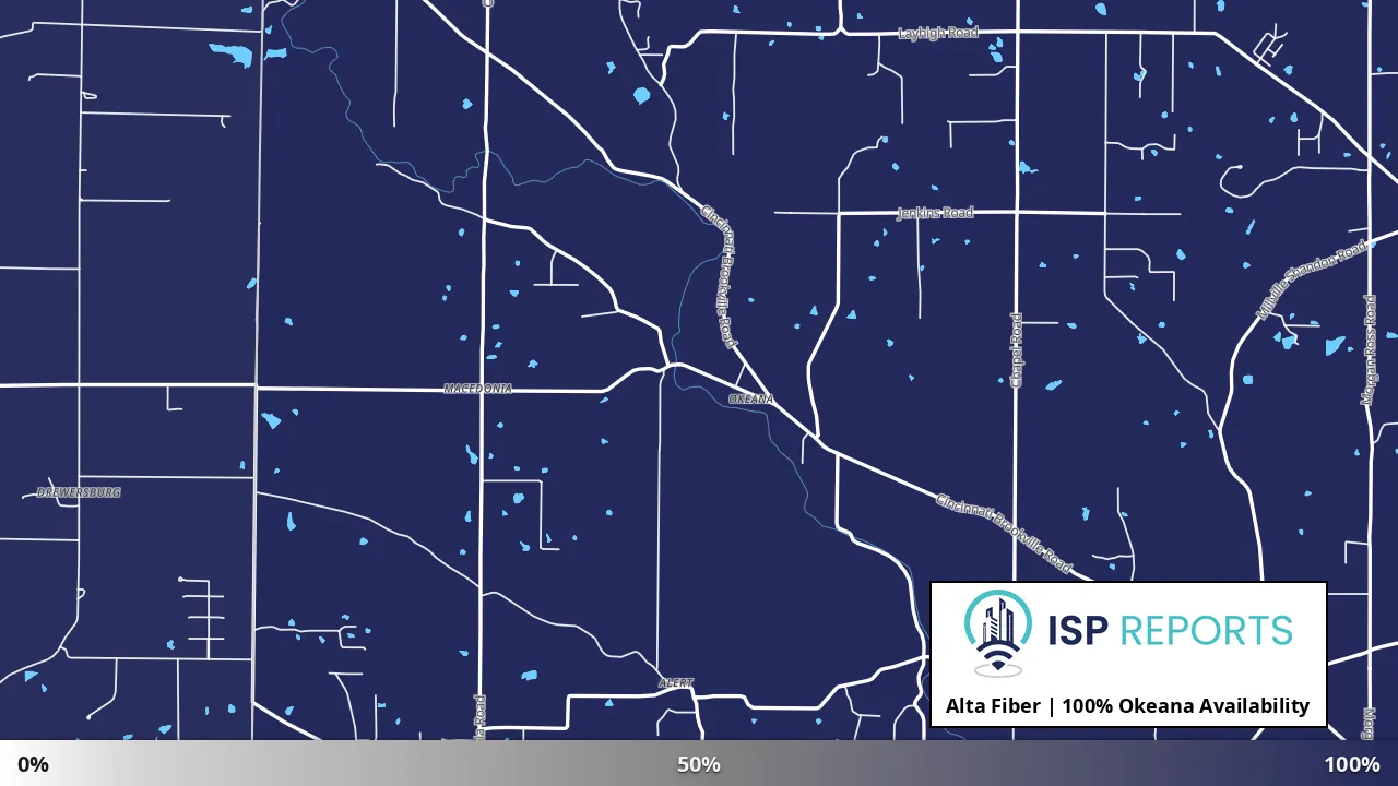 Okeana, OH map of internet availability