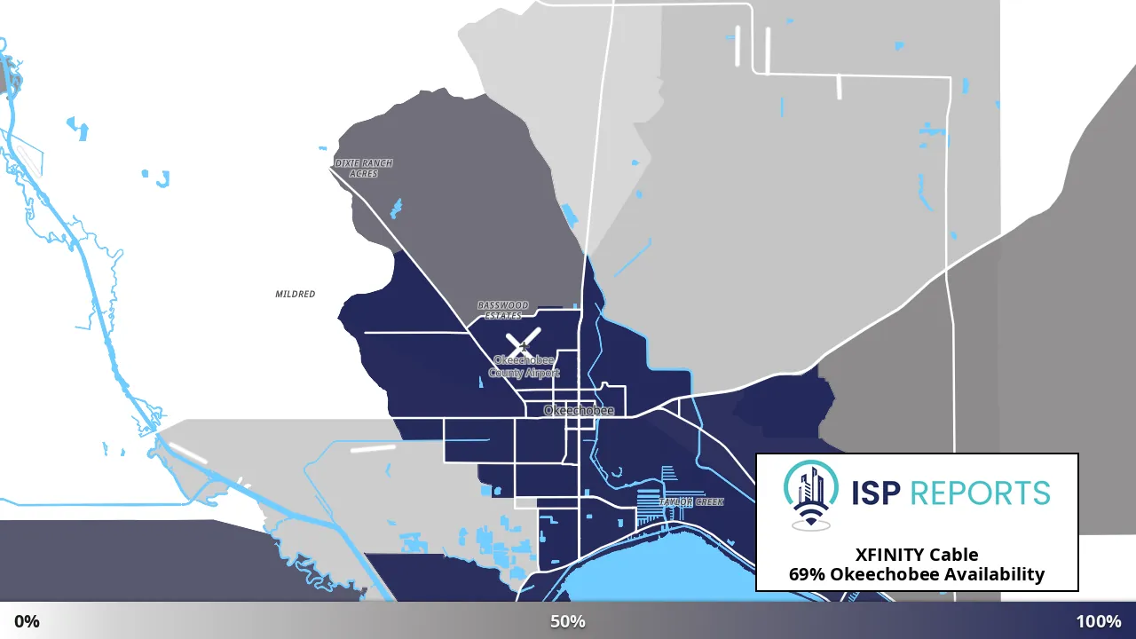 Okeechobee, FL map of internet availability