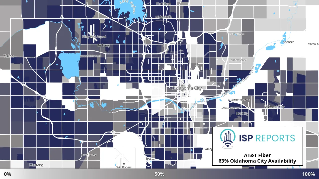 Oklahoma City, OK map of internet availability