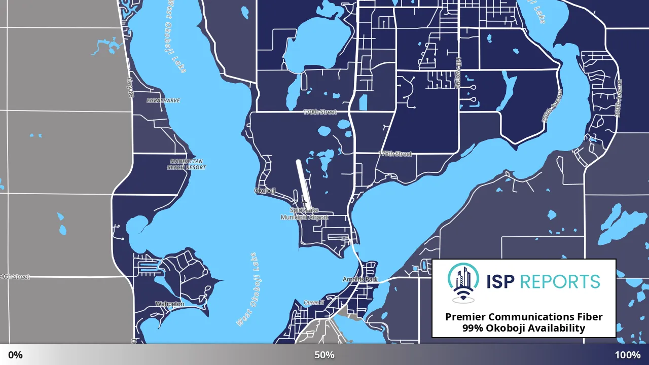 Okoboji, IA map of internet availability