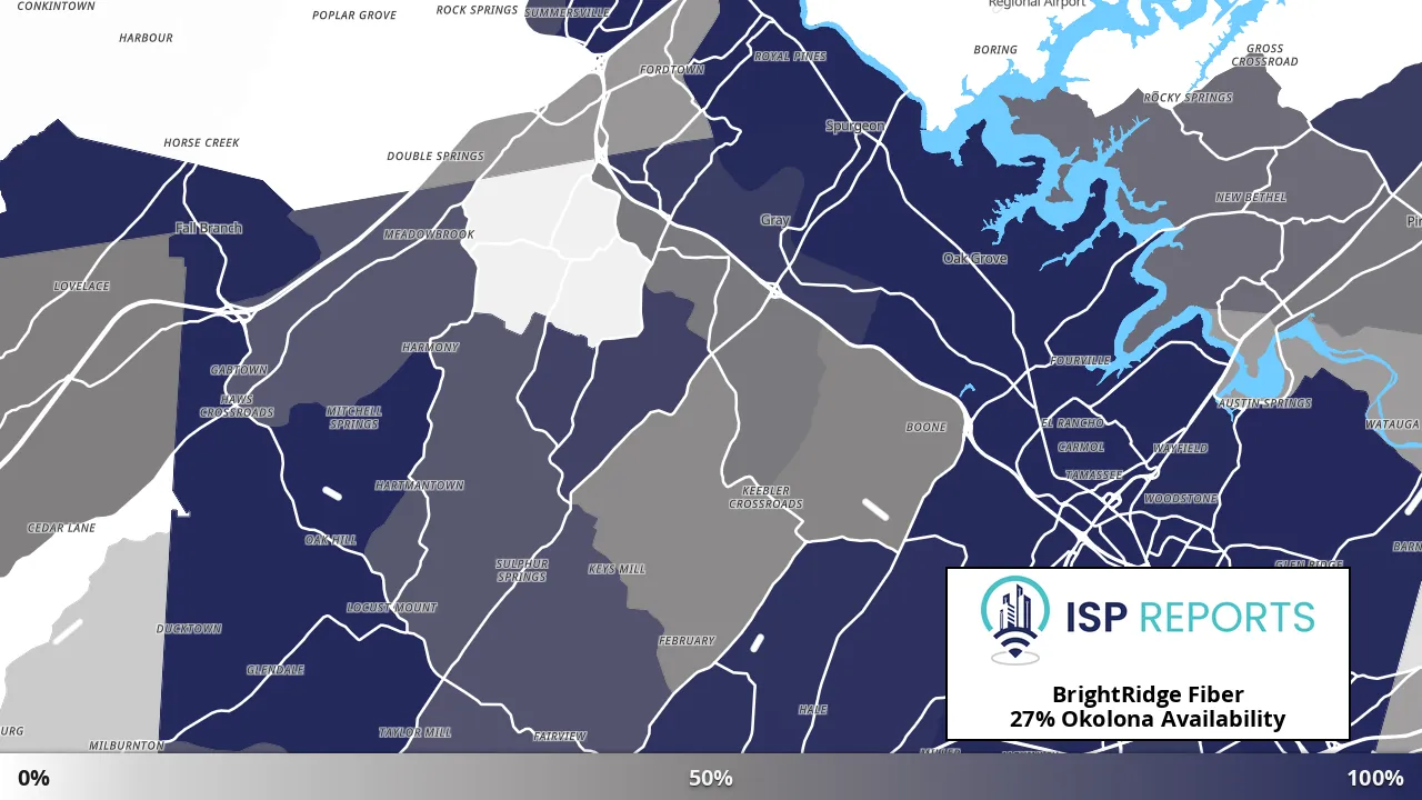 Okolona, TN map of internet availability