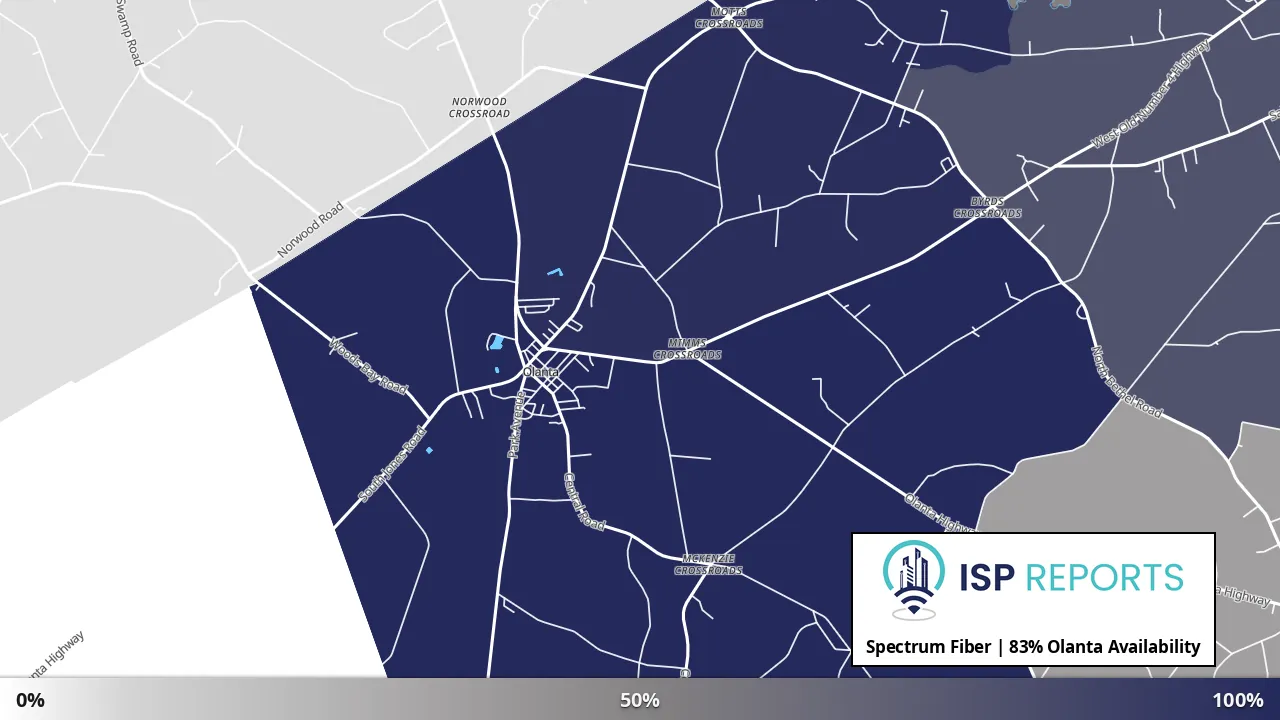 Olanta, SC map of internet availability