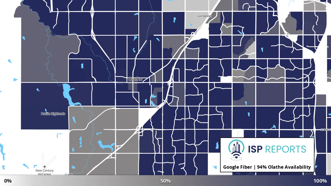 Olathe, KS map of internet availability