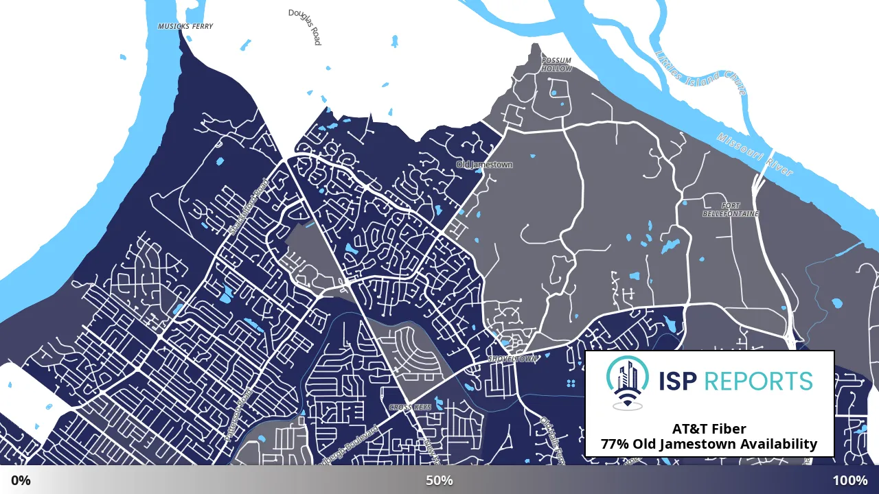 Old Jamestown, MO map of internet availability