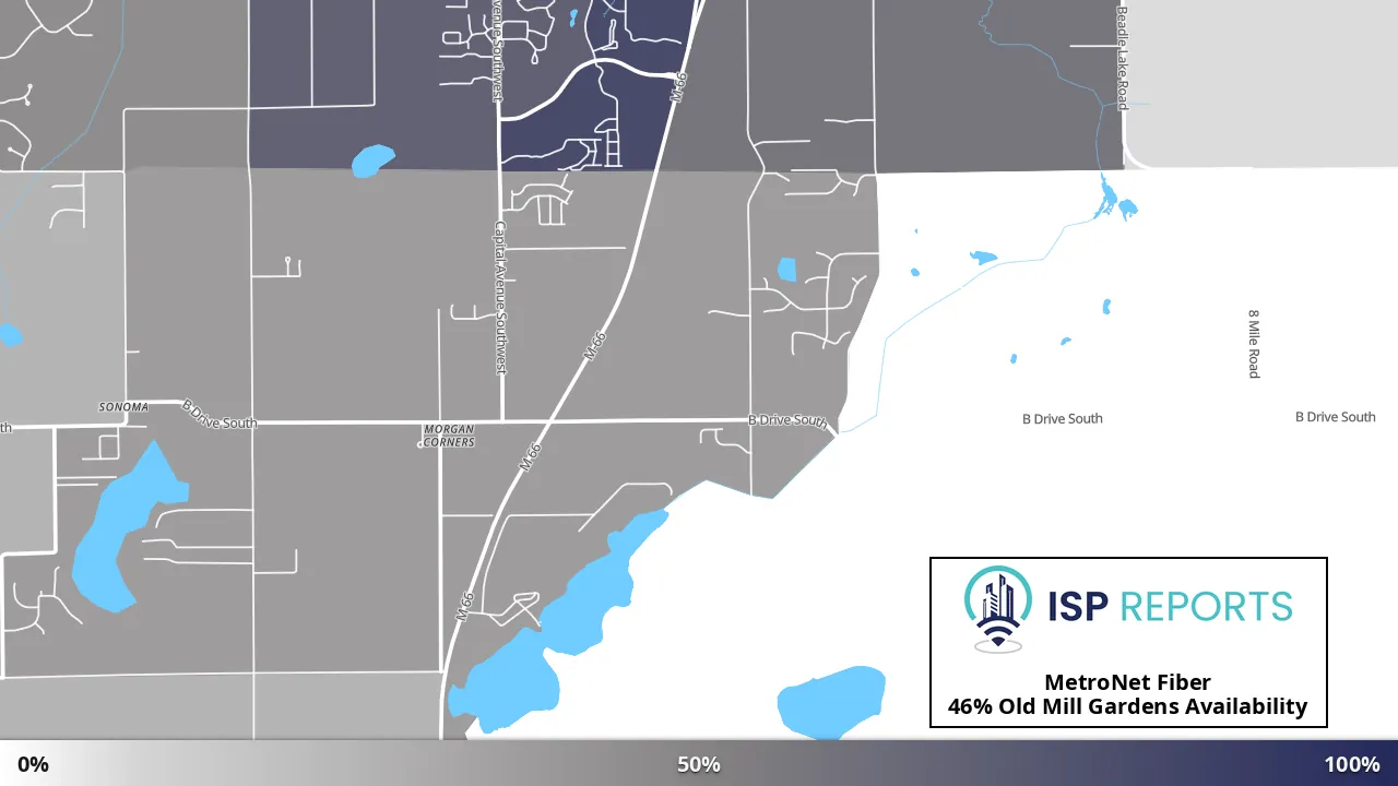 Old Mill Gardens, MI map of internet availability