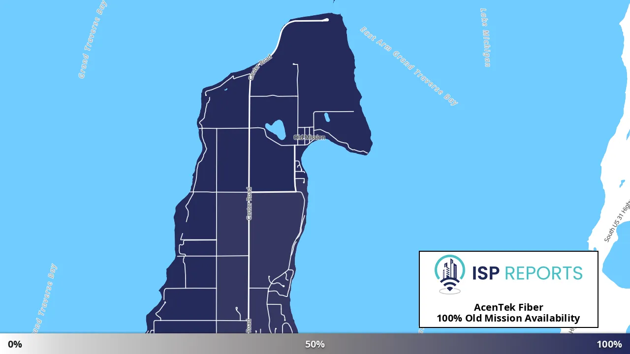 Old Mission, MI map of internet availability