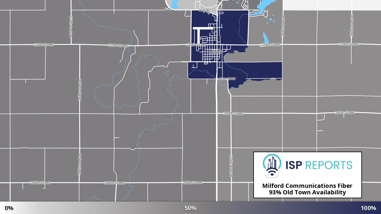Old Town, IA map of internet availability