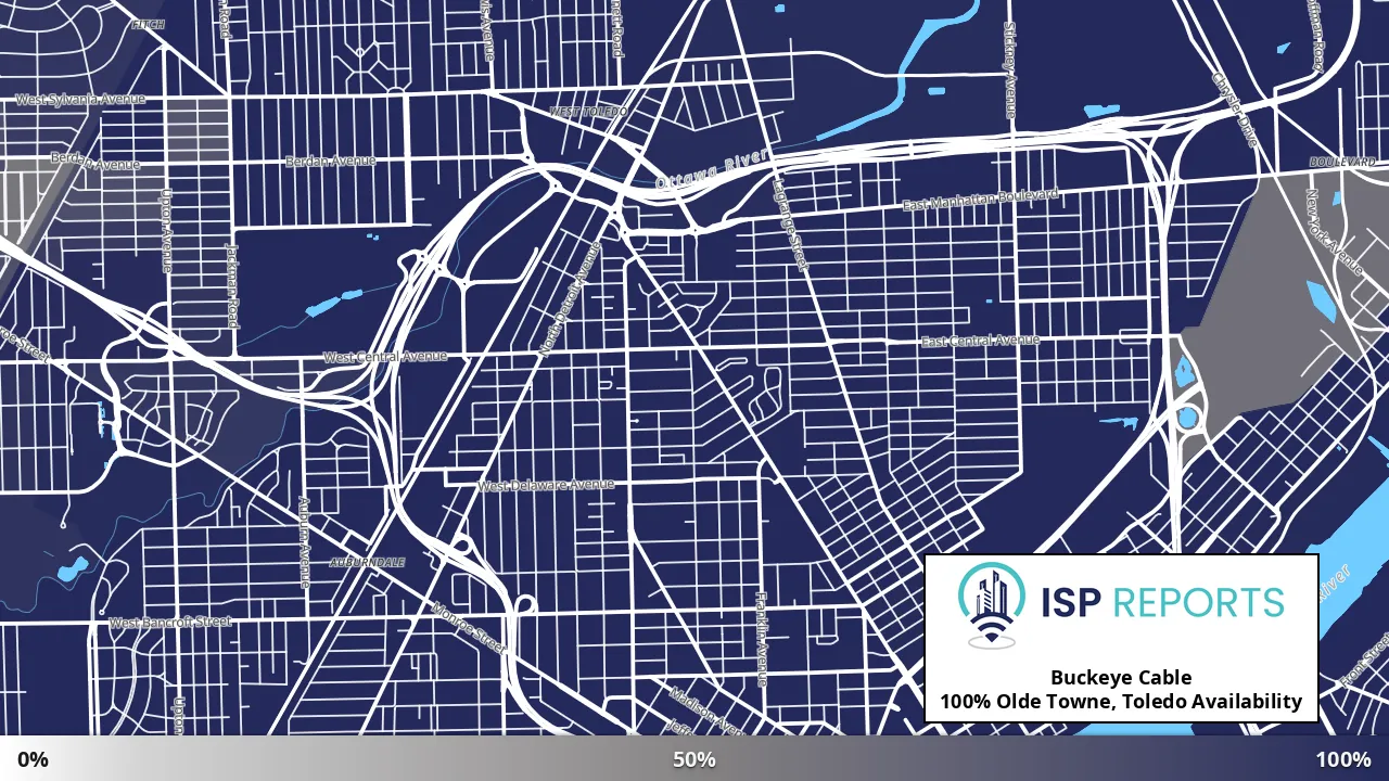 Olde Towne, Toledo, OH map of internet availability