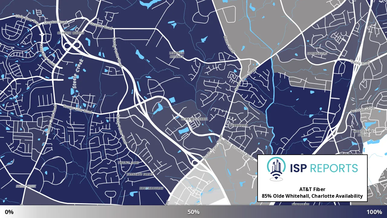 Olde Whitehall, Charlotte, NC map of internet availability