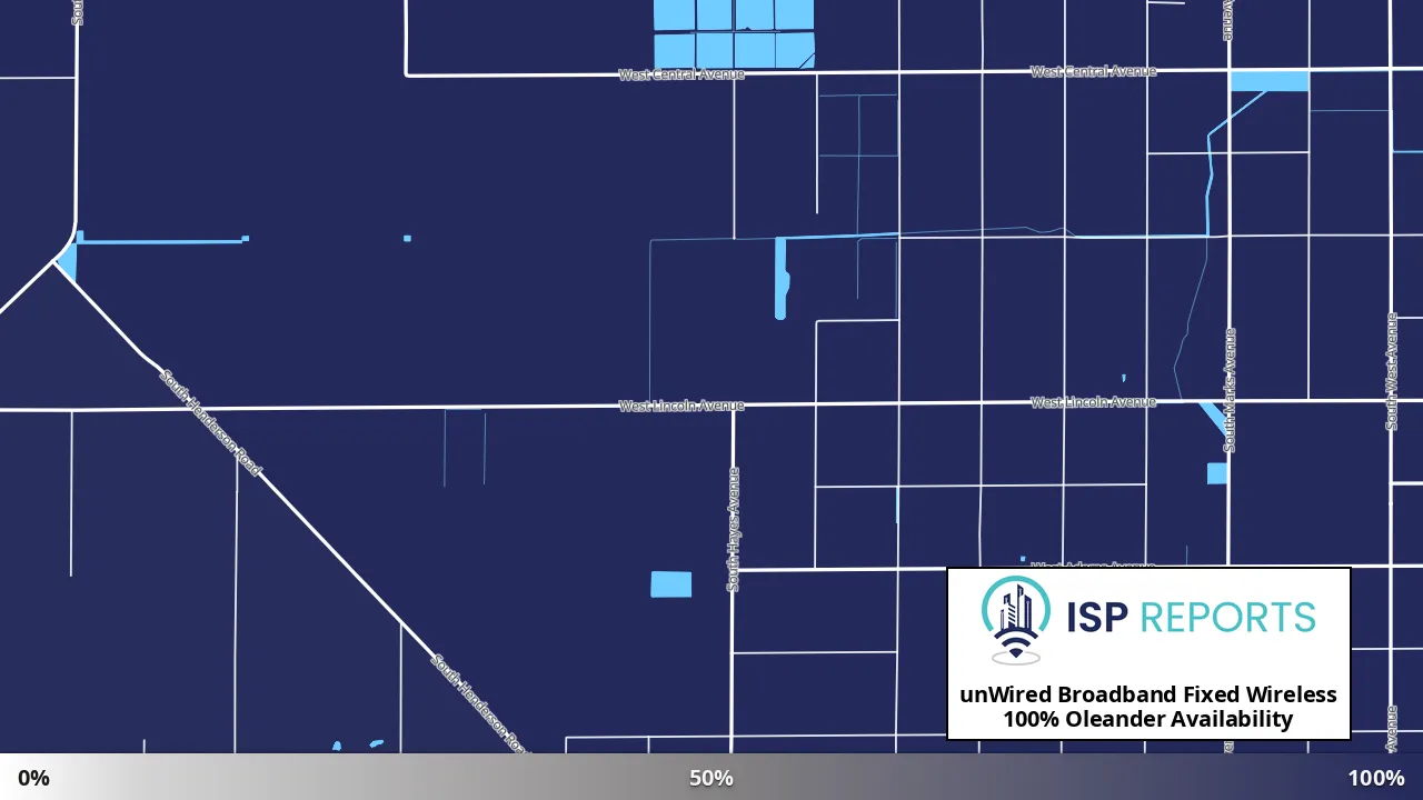Oleander, CA map of internet availability