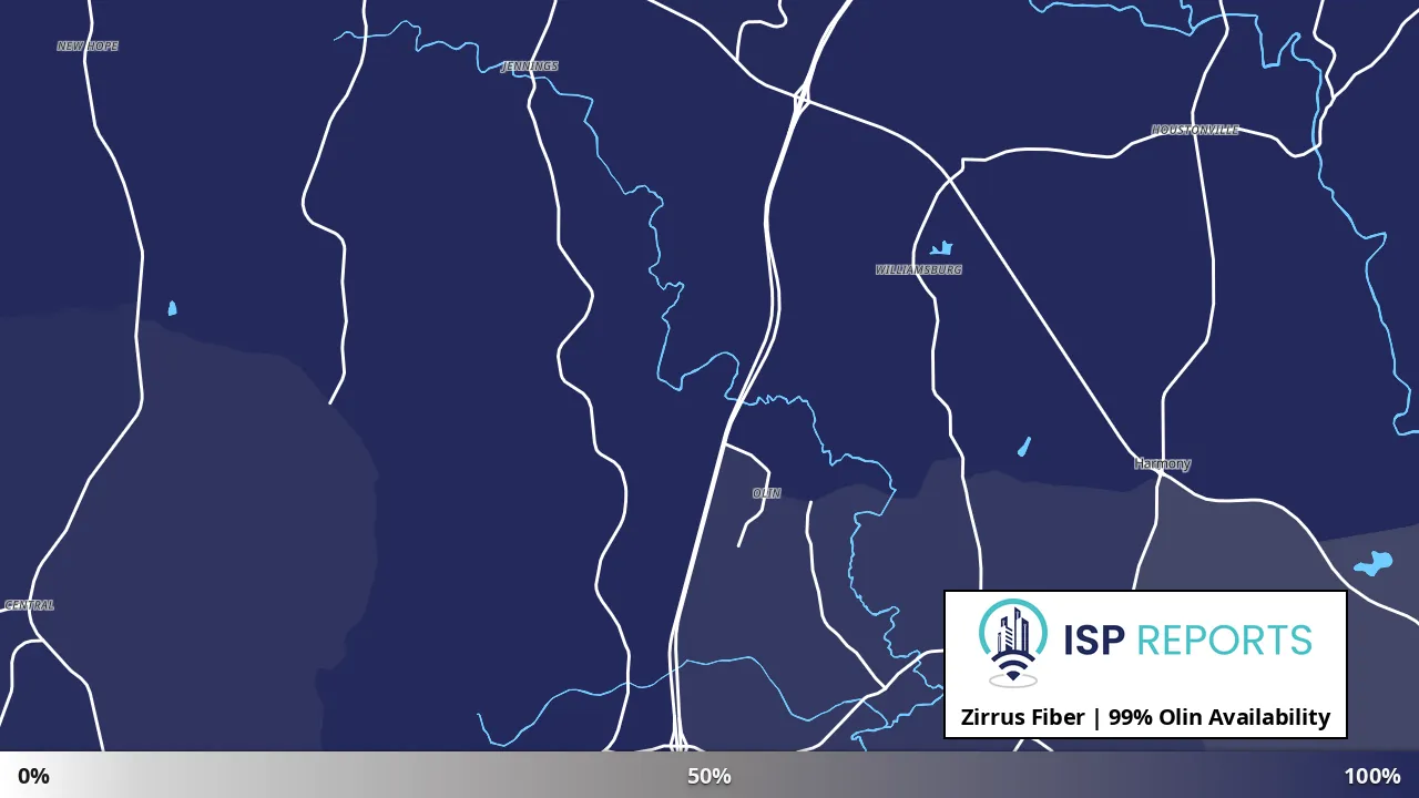 Olin, NC map of internet availability