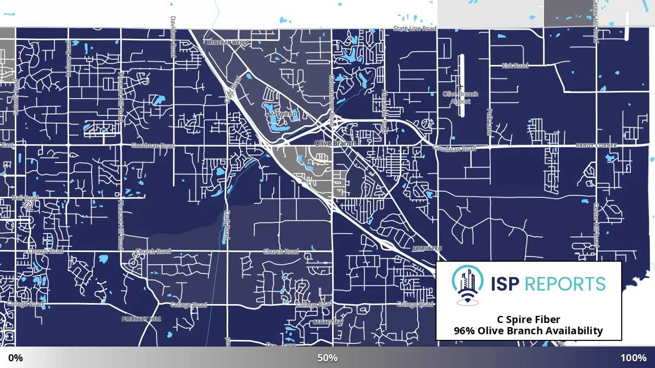 Olive Branch, MS map of internet availability