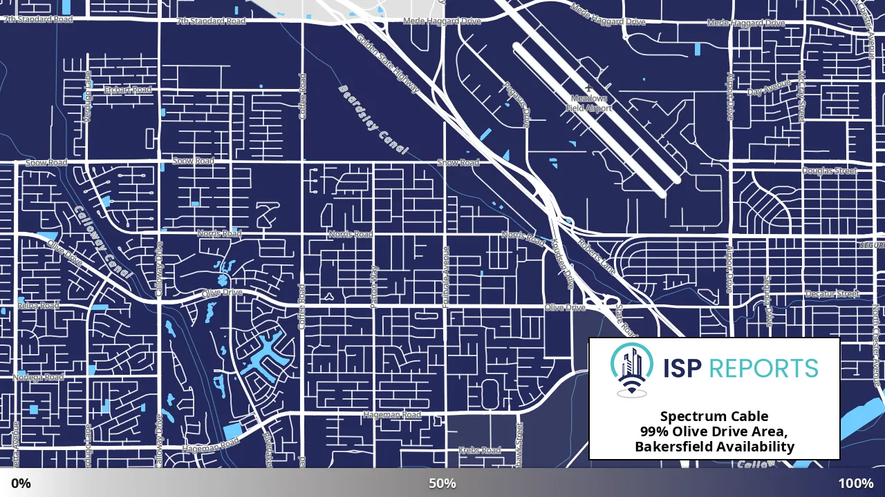 Olive Drive Area, Bakersfield, CA map of internet availability