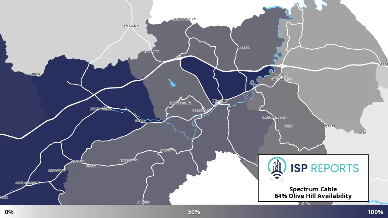 Olive Hill, KY map of internet availability