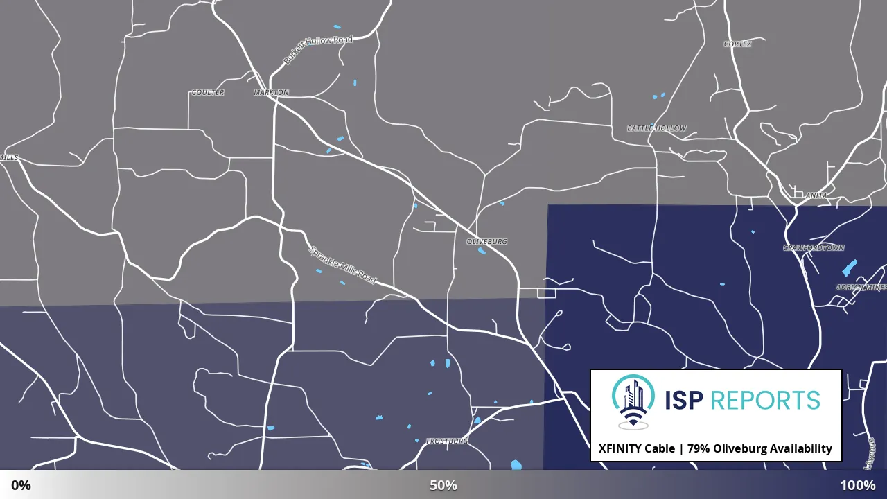 Oliveburg, PA map of internet availability