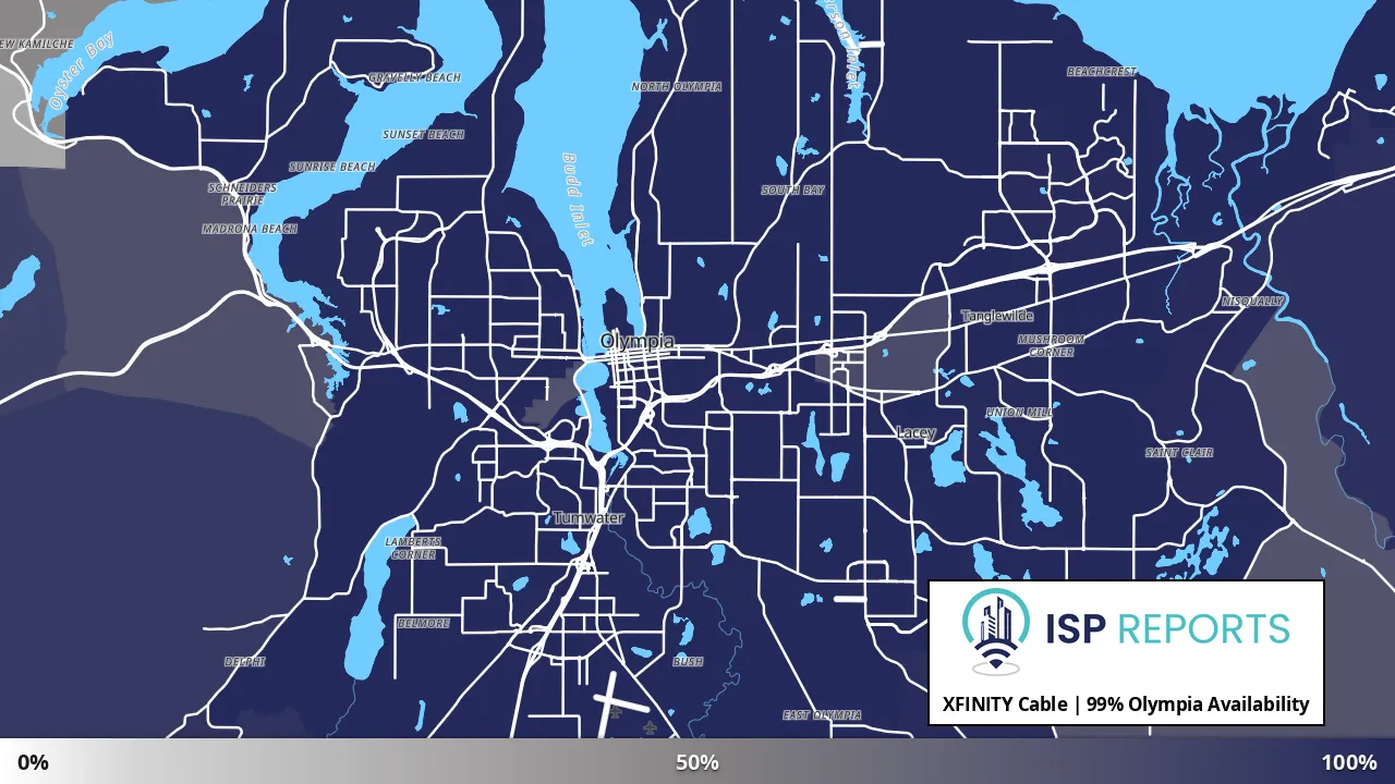 Olympia, WA map of internet availability