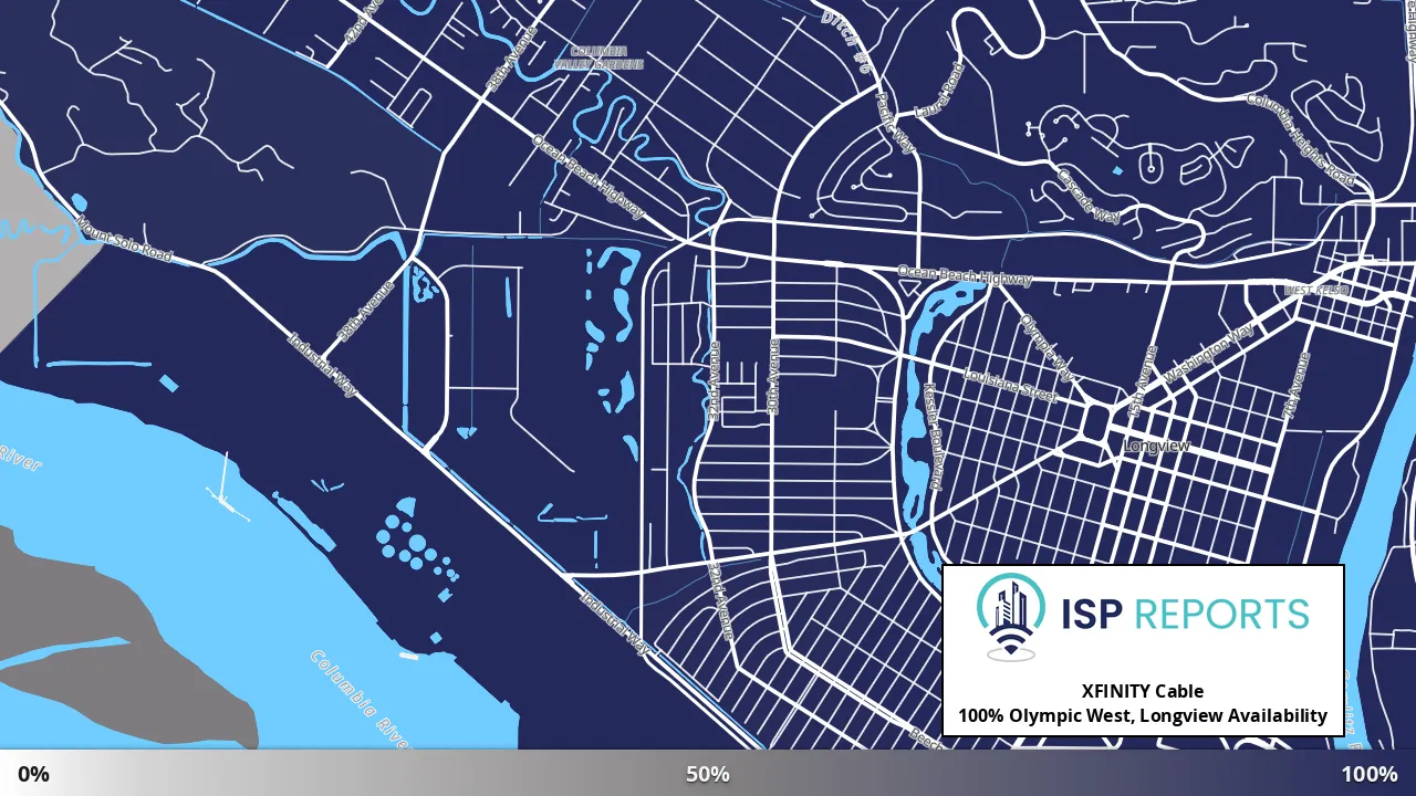 Olympic West, Longview, WA map of internet availability