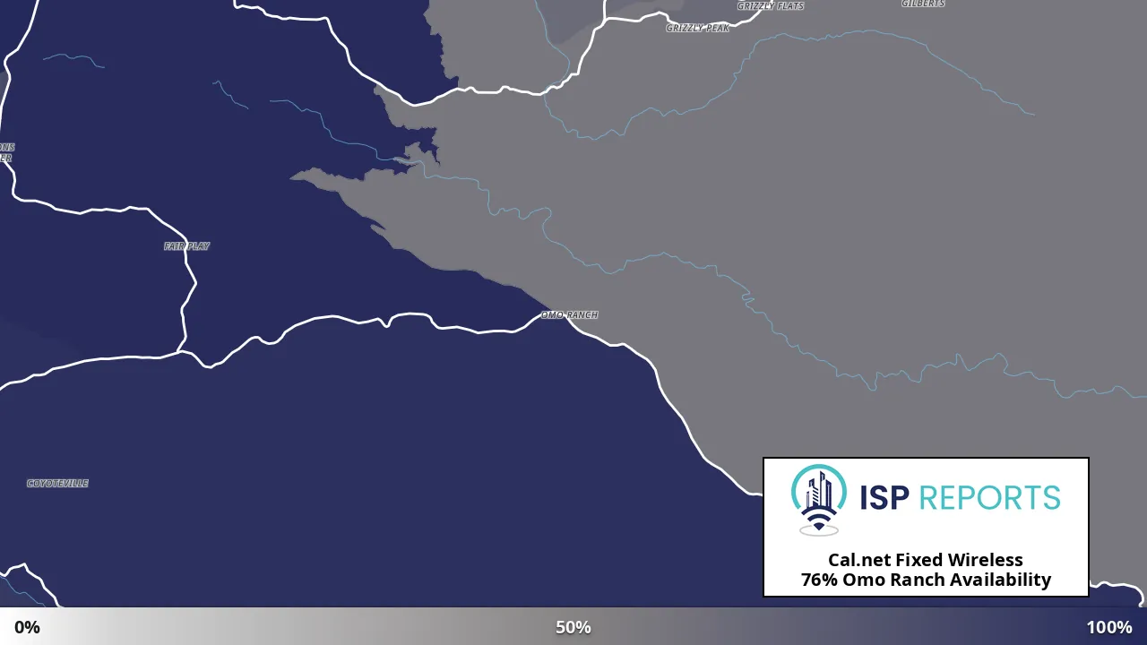 Omo Ranch, CA map of internet availability