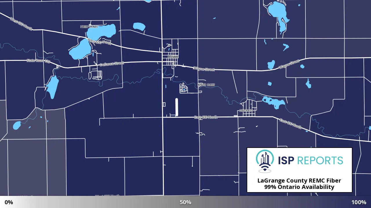 Ontario, IN map of internet availability