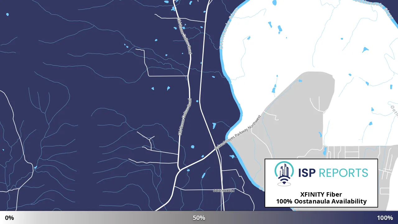 Oostanaula, GA map of internet availability