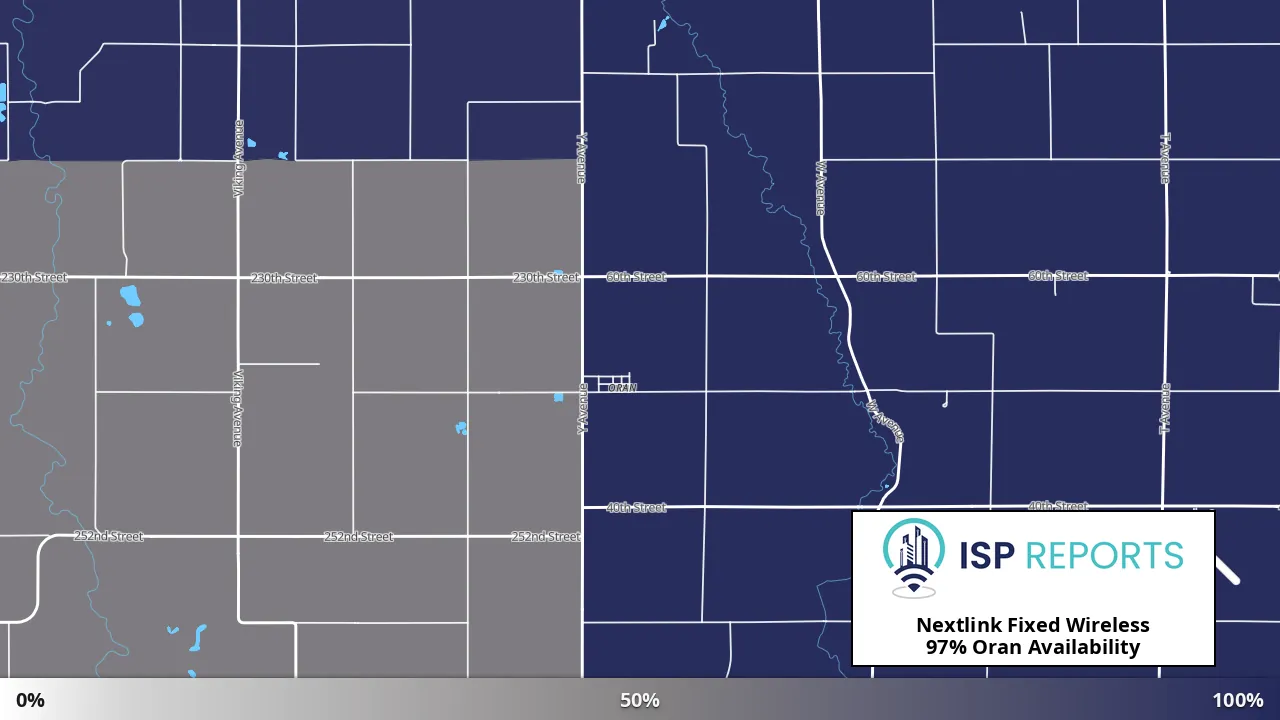 Oran, IA map of internet availability