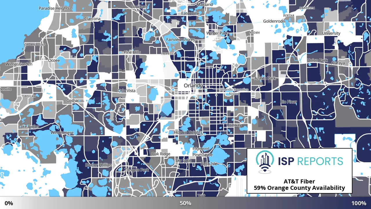 Orange County, FL map of internet availability