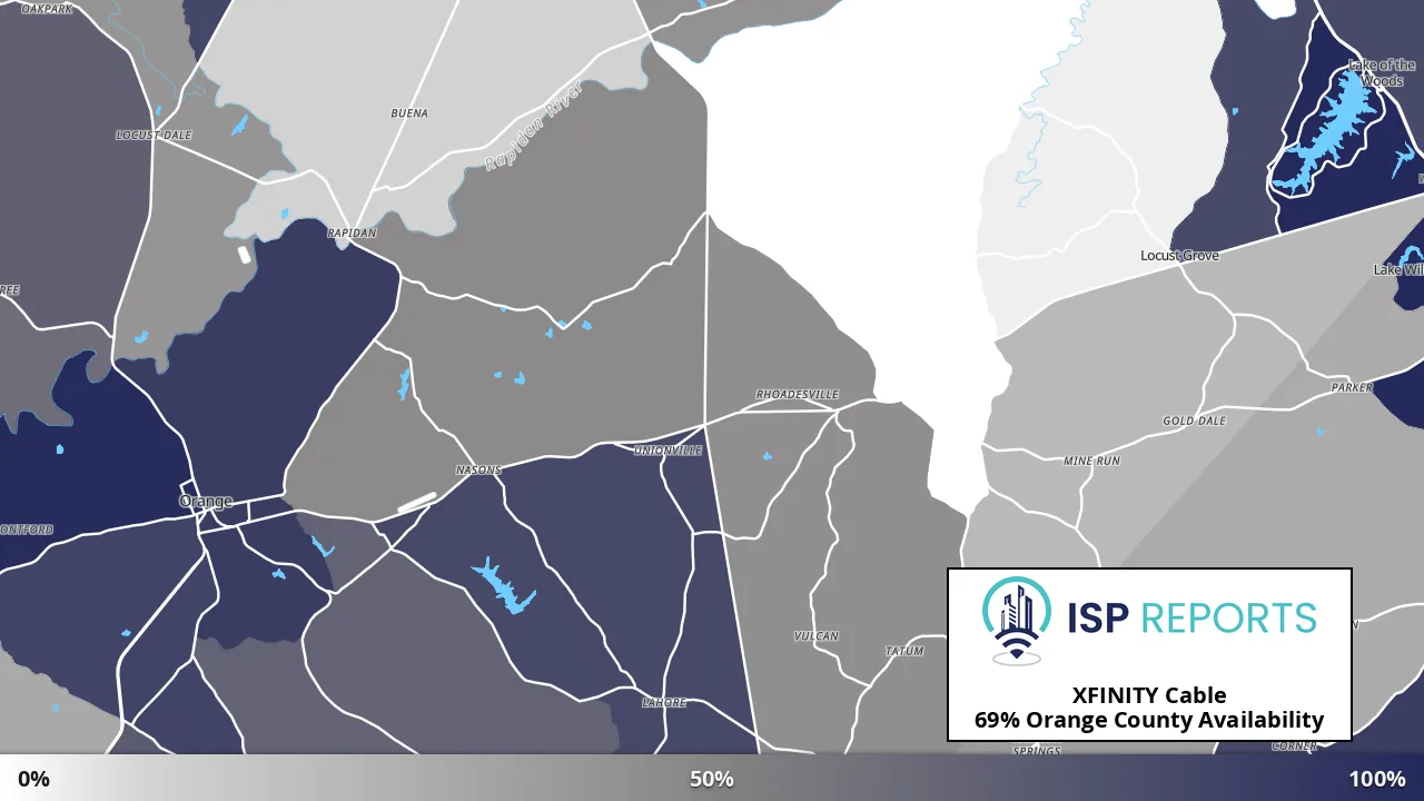 Orange County, VA map of internet availability