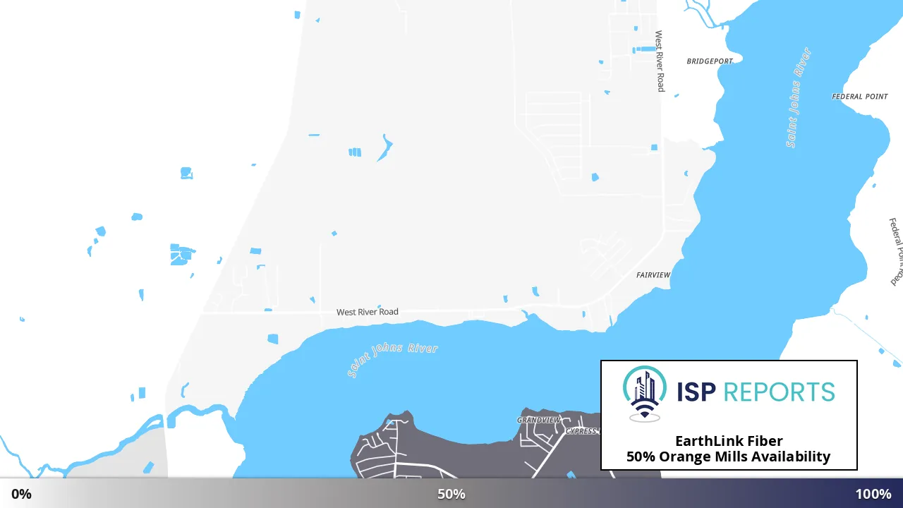 Orange Mills, FL map of internet availability