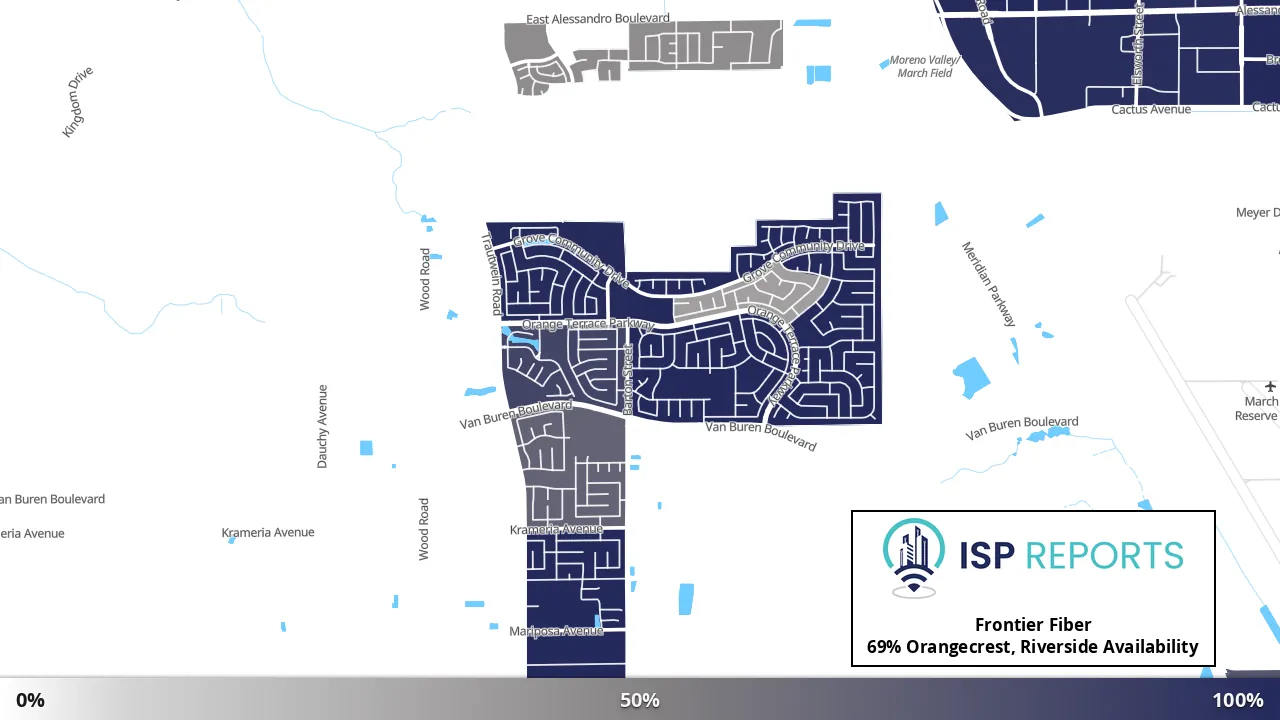 Orangecrest, Riverside, CA map of internet availability