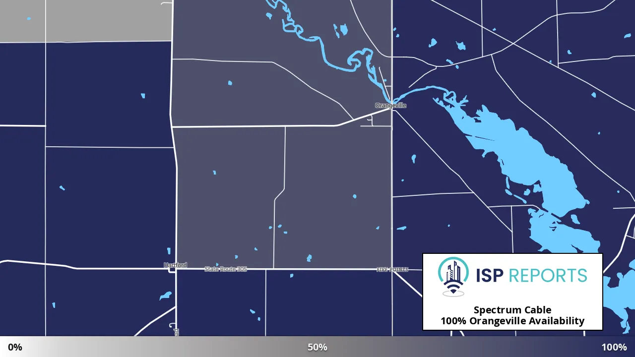 Orangeville, OH map of internet availability