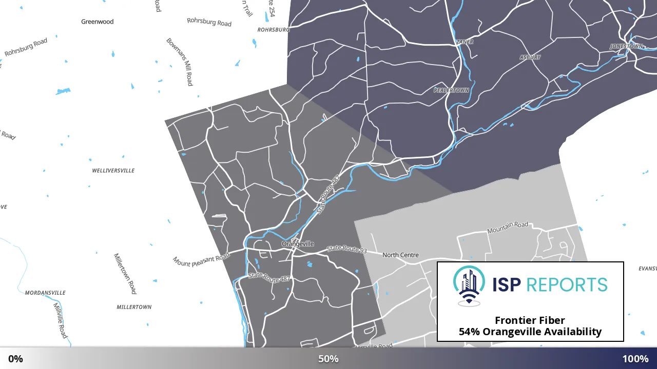 Orangeville, PA map of internet availability