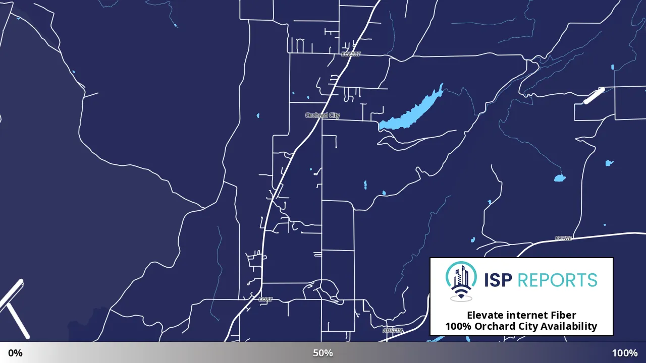 Orchard City, CO map of internet availability