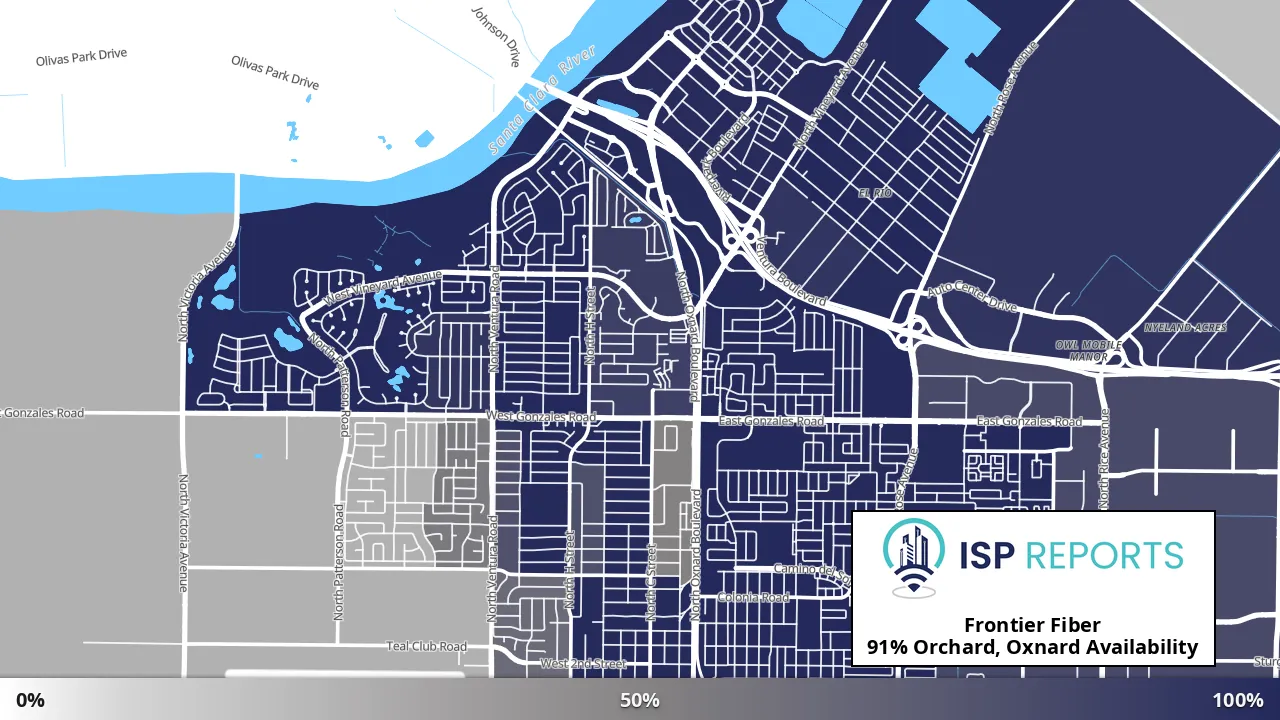 Orchard, Oxnard, CA map of internet availability