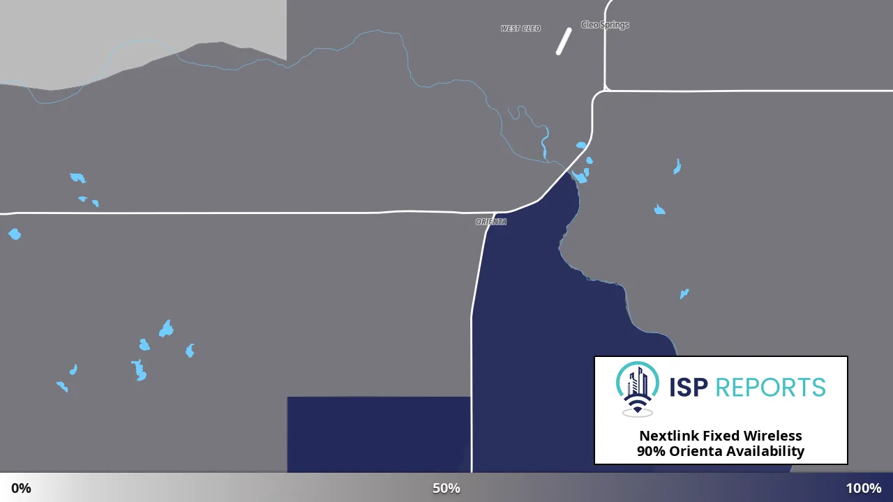 Orienta, OK map of internet availability